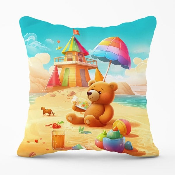 Warren Reed Bear On A Beach Holiday Cushions