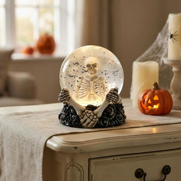 Garden Greatness Light-Up Halloween Skeleton Spinner Globe