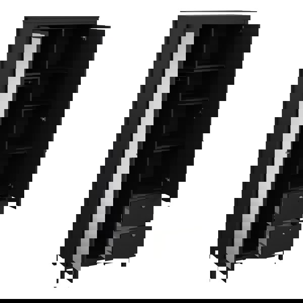 Furniture To Go Madrid Wardrobe with 1 door + 1 mirror door + 2 drawers Matt Black