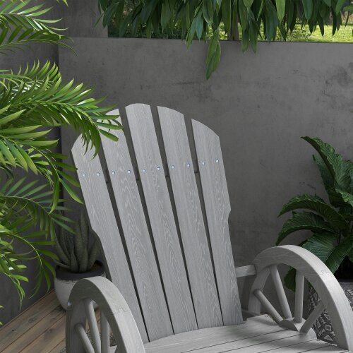 Wyld Haus Elna Wood Grey Adirondack Style Outdoor Rocking Armchair With Reclining Back