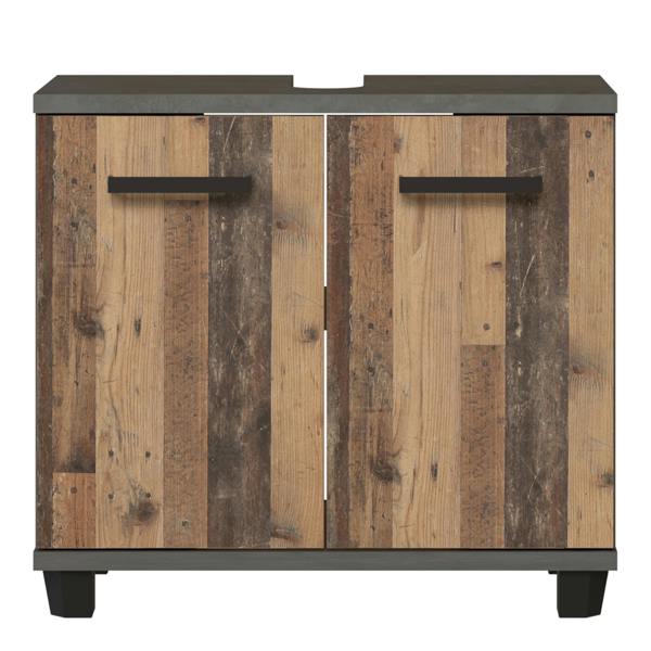 Furniture To Go Veris Under Sink Cabinet with 2 Doors in Walnut and Dark Grey