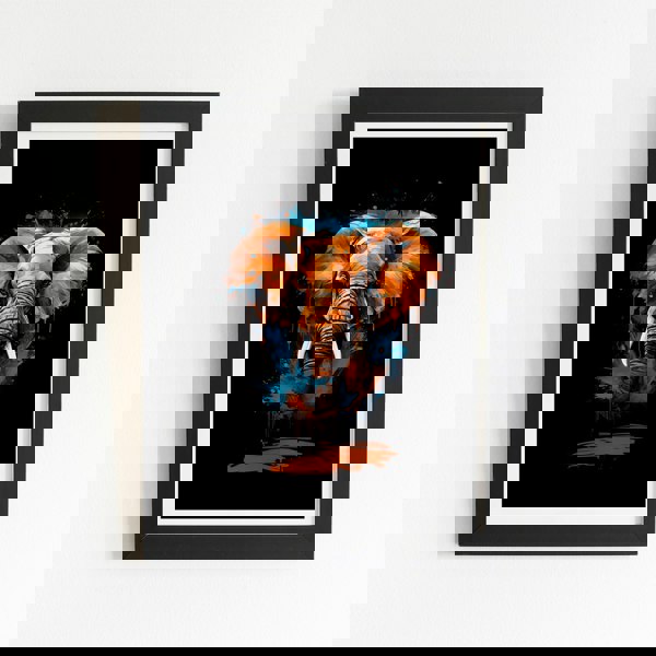 Warren Reed Splashart Elephant Blue Art Prints