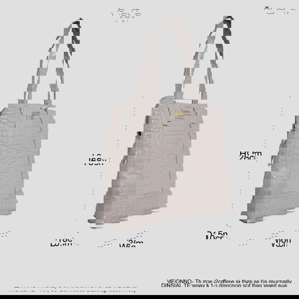 Assots London 'Eva' Ice Grey Croc Real Leather Designer Unlined Tote Bag