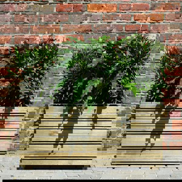 Cerland Horizon Garden Slatted Wooden Planter 90cm x 40cm 40L Modern Trough