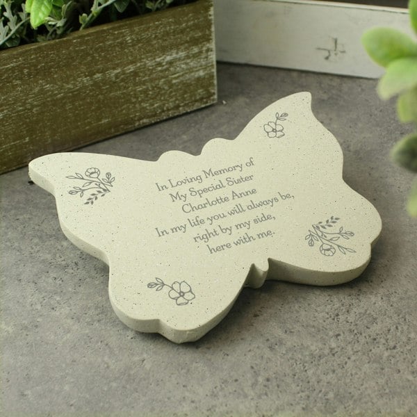 Personalised Memento Company Personalised Floral Memorial Resin Butterfly
