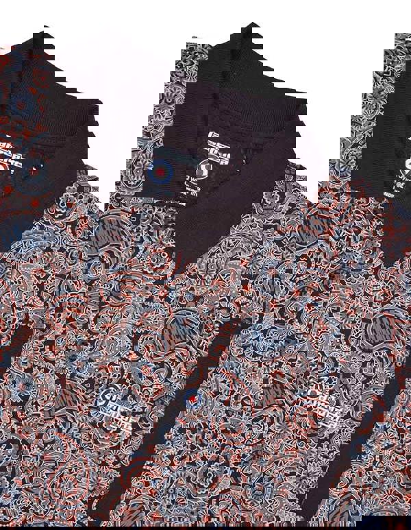 Lambretta Mens Classic Paisley Print Mod Retro Ska Casual Polo