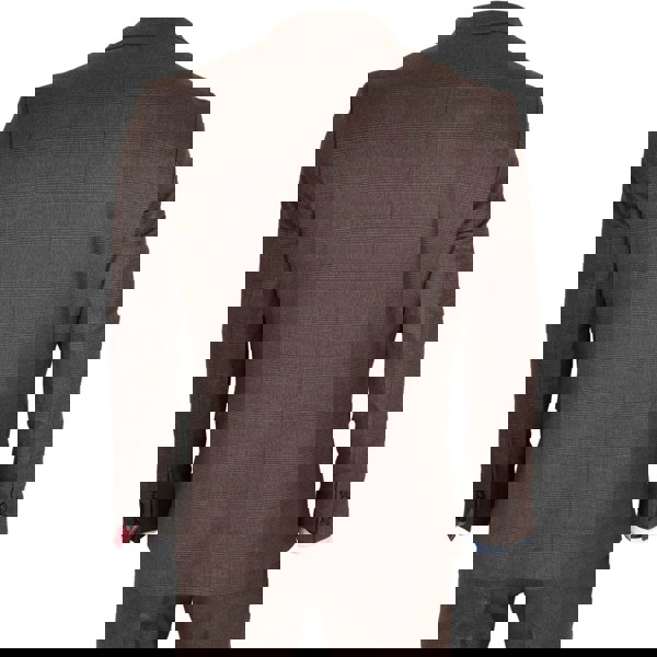 TruClothing TP-50 - Men's Brown 3 Piece Prince Of Wales Check Suit