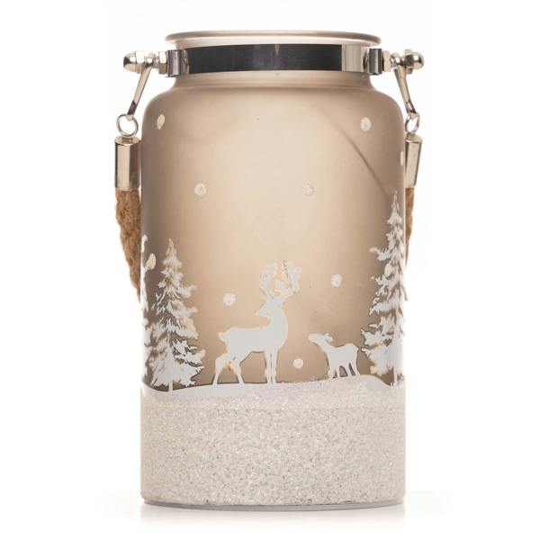 16cm Christmas Decorated Jar Table Forest Scene Lantern with Warm White LED Light image 9