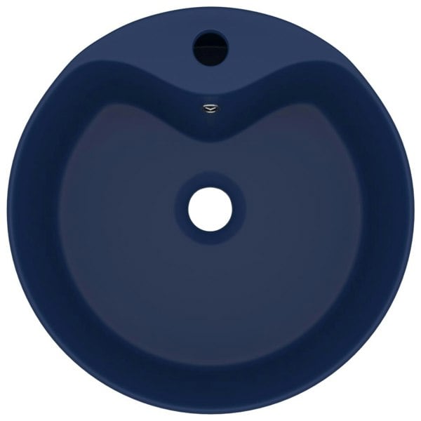 Berkfield Luxury Wash Basin with Overflow Matt Dark Blue 36x13 cm Ceramic