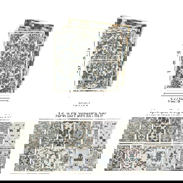 WT1586 - Vintage Blue Wall Tile Sticker Set - 15 x 15 cm (6 x 6 in) - 24 pcs