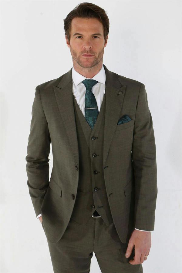 Infinity Leather Men's 3 Piece Sage Summer Wedding Tailored Fit Suit