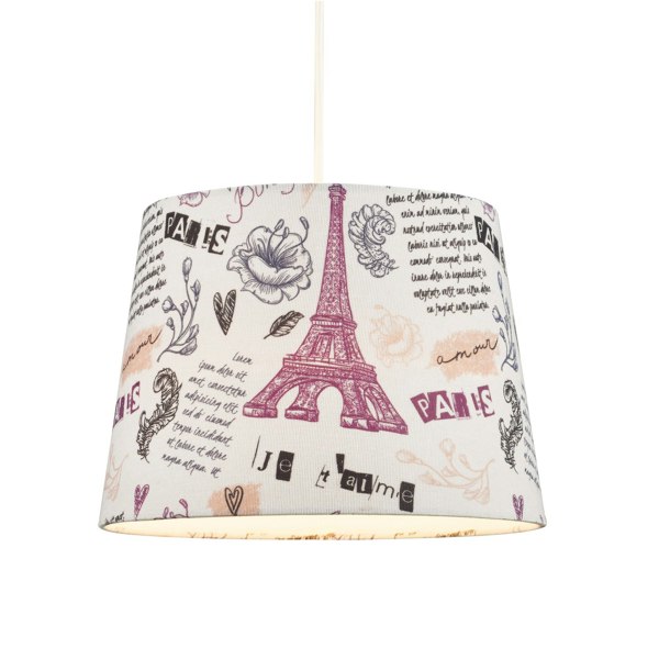 Paris France Theme Linen Drum Lampshade with Eiffel Tower Decor and Inner Lining Image 5