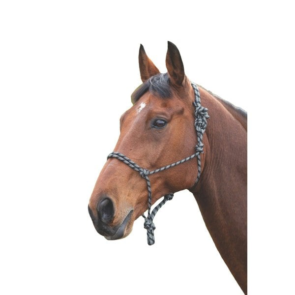 Shires Rope Horse Headcollar - Black/White