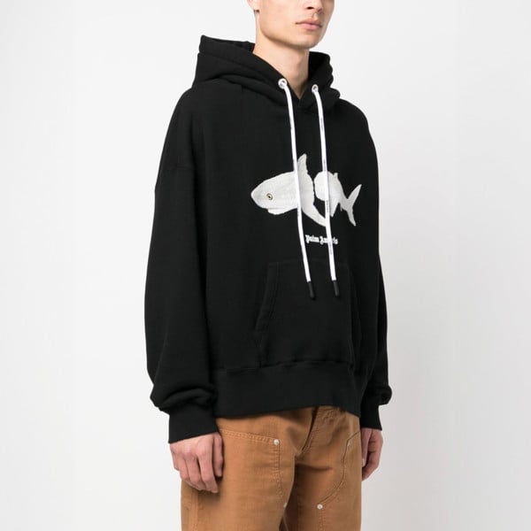 Palm Angels Kill the Shark Logo Hoodie - Black