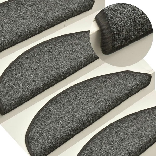 Berkfield Carpet Stair Treads 15 pcs Dark Grey 56x17x3 cm