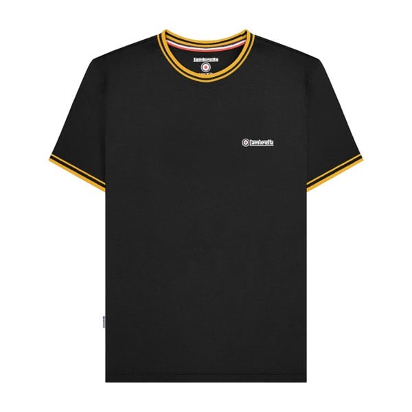 Lambretta Mens AW24 Twin Tip Pique T-Shirt - Black/Gold