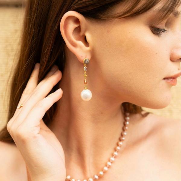 Spero London Chunky Baroque Pearl Drop Sterling Silver Earring