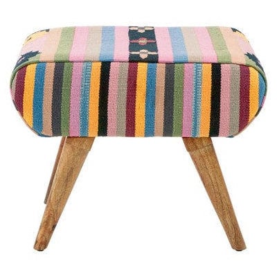 Cefena Multicolour Tribal Footstool – Mango Wood Accent Stool