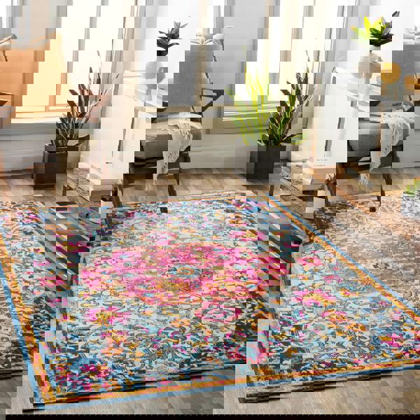 Livabliss Floransa-Vintage Orange Yellow Blue Beige Traditional Boho Rug