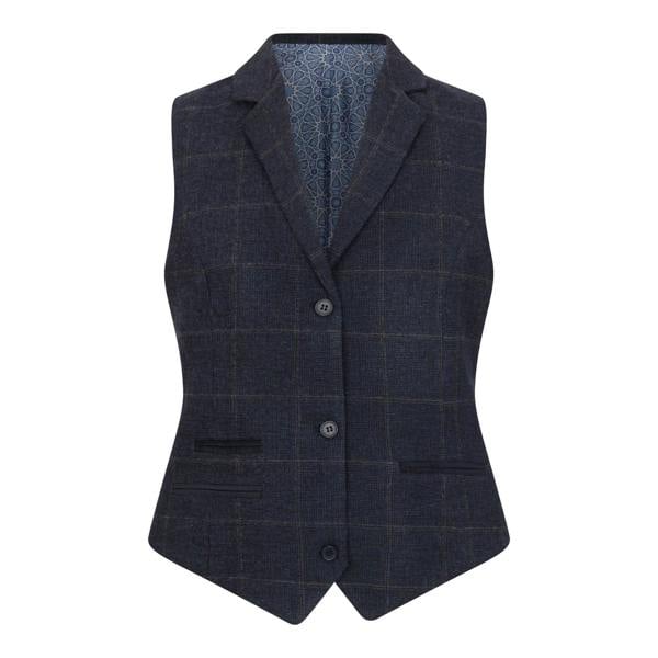 TruClothing Women's Navy Blue Tailored Fit Tweed Formal Waistcoat