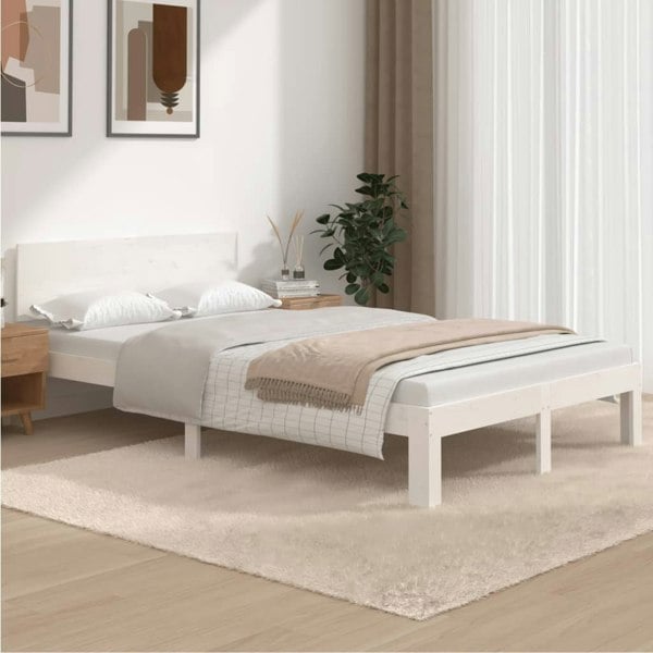 Berkfield Bed Frame White Solid Wood Pine 120x200 cm