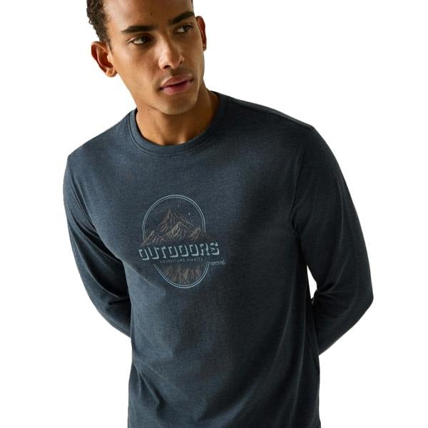 Regatta Mens Maylow Outdoors Long-Sleeved T-Shirt - Navy - 