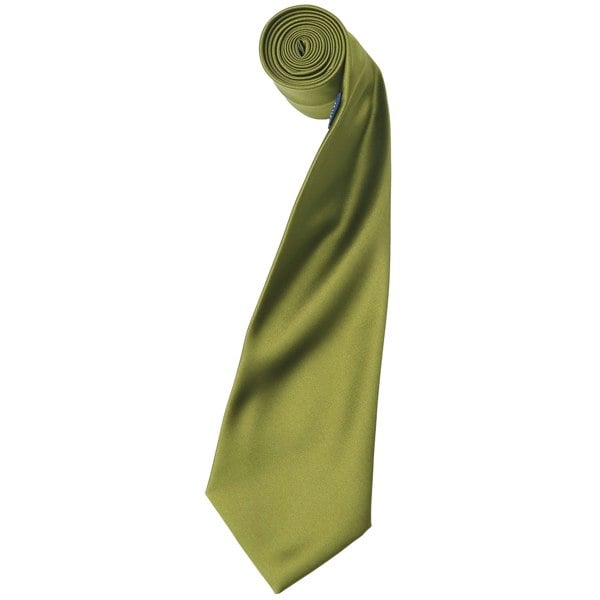 Premier Mens Plain Satin Tie (Narrow Blade) (Pack of 2) - Khaki