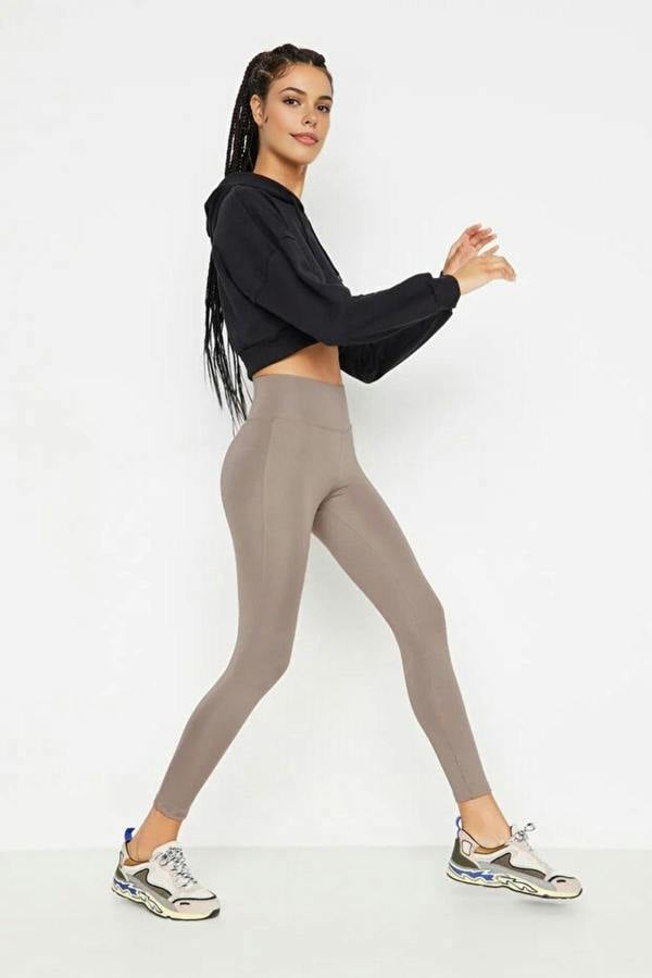 WOVCOR Extra-Compensating Knit Sports Leggings with Wide Waist Elastic