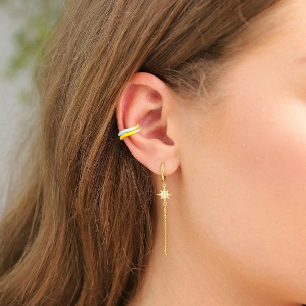 Gold Trip Rainbow Wave Enamel Ear Cuff Set