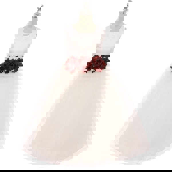 Flower Girl Dress with burgundy flowers