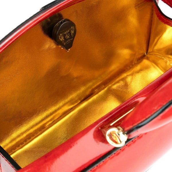 Embassy London Gazelle - Red - Top handle Italian leather bag with gold tone hardware