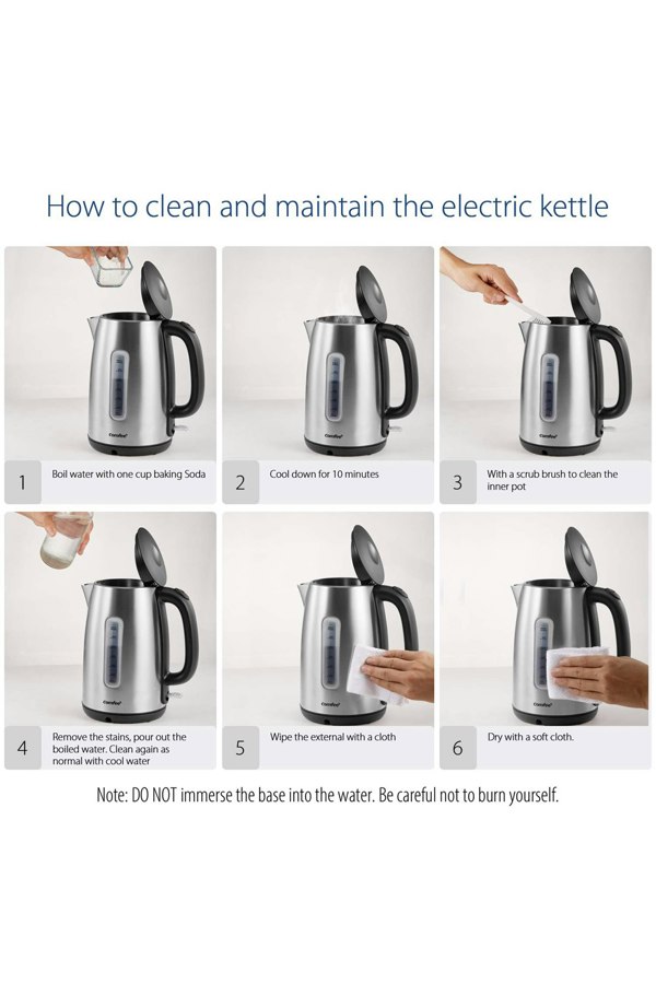 Living and Home 1.7L Midea Electric Kettle 3KW Stainless Steel Kettle LED Indicator Dry-Boiling Protection