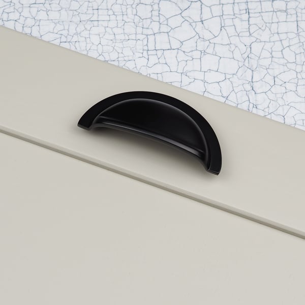 Handle & Home Matt Black Coordinating Tapered Handle, Cup Handle, and Coordinating Knob