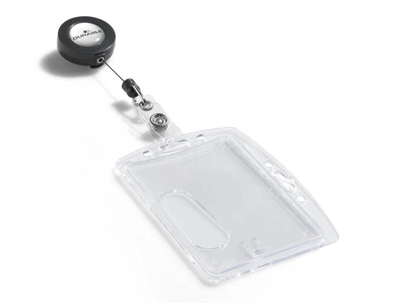 Durable Enclosed Security Pass ID Holder with Badge Reel | 10 Pack | Clear