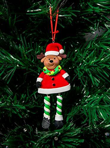 Ceramic Christmas Tree Hanging Decorations in Multicolour, Available in Set of 3 or 12 Santa, Snowman and Reindeer Designs image 7