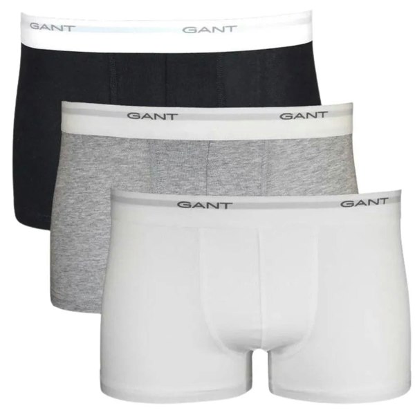 GANT 3-Pack Core Logo Boxer Trunks, Black/White/Grey