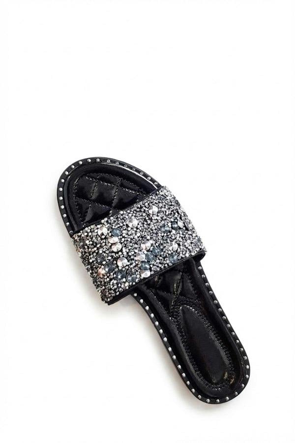 Sofie Embellished Slip On Sandals - Black_wb