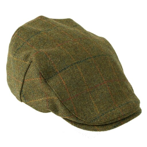Heather Hats & Accessories British Tweed Wool Flat Cap, Satin Lining, Outdoor Wear, Brown Orange