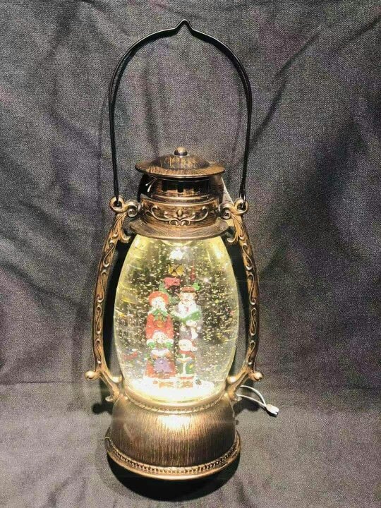 Shatchi 25cm Christmas Lantern Nativity LED Glitter Musical Snow Globe Style Home Decoration