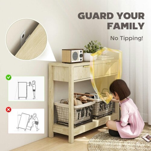 Wyld Haus Kesoyo 90cm Wooden Natural Fluted Drawer Console Table With Lower Shelf