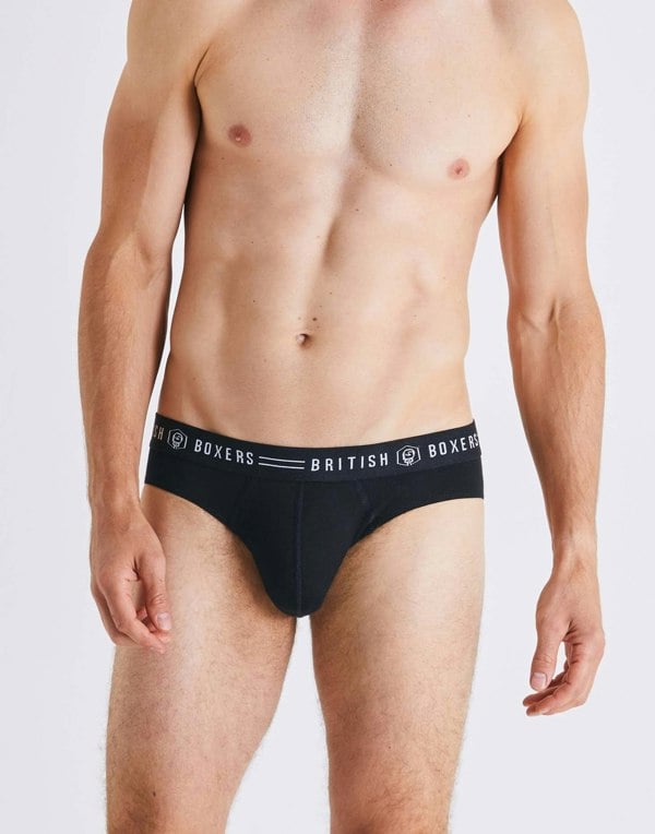 Three-pack British Boxers Men's Briefs – Coal Black - British Boxers