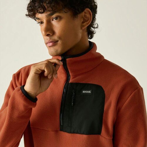 Regatta Mens Frankie Half Zip Fleece Top - Rooibos Tea/Black