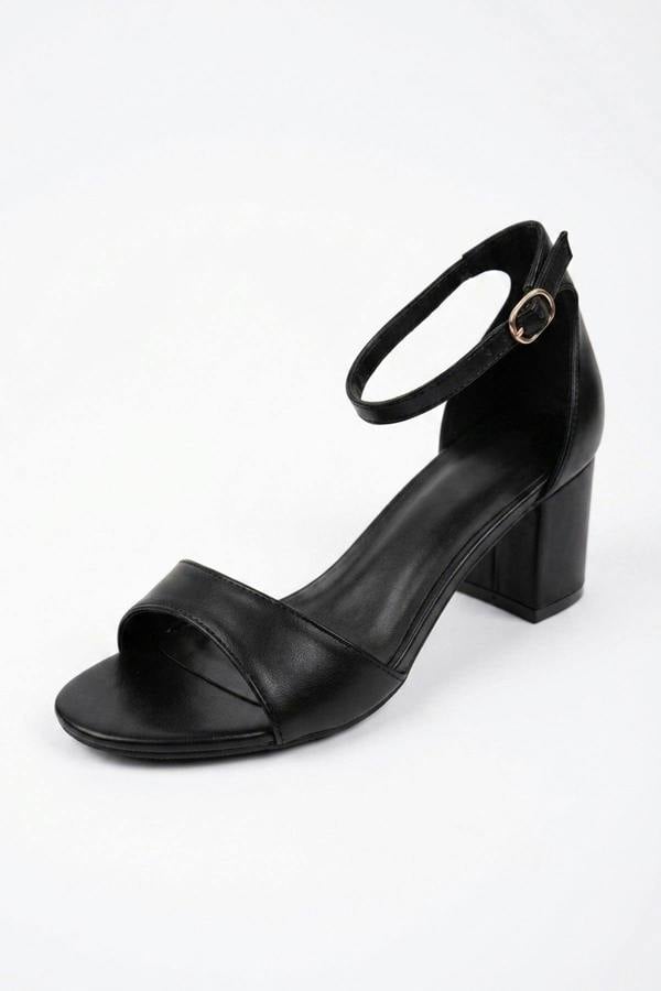 Saoirse Minimalist Block Heel Ankle Sandals - Black