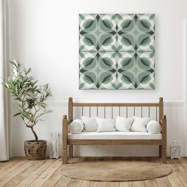 Warren Reed Geometric Green Grey Canvas