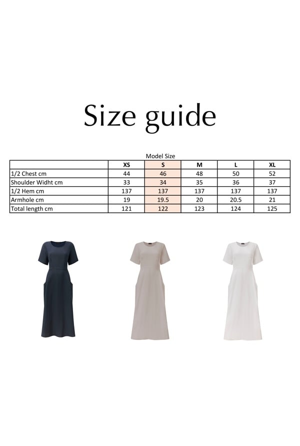 Taupe linen midi dress size guide