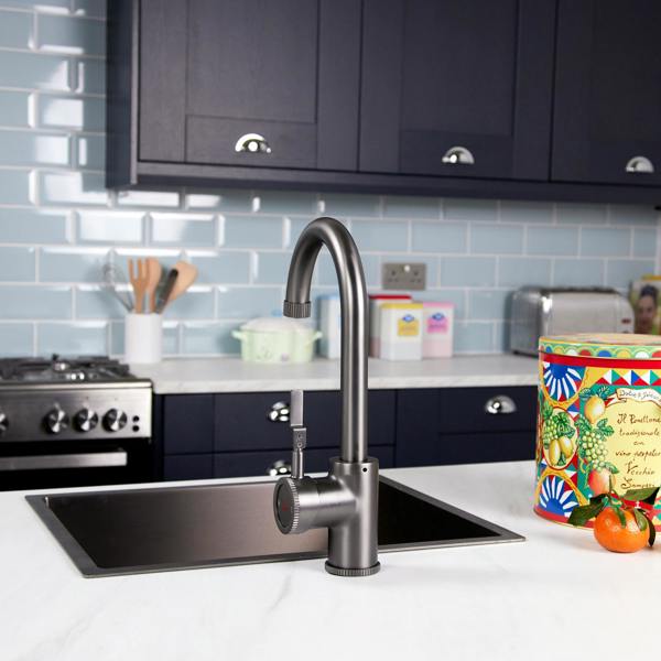 Flode kraft Solo | Industrial Style Single Lever 3 in 1 Instant Boiling Tap | Gun Metal Finish