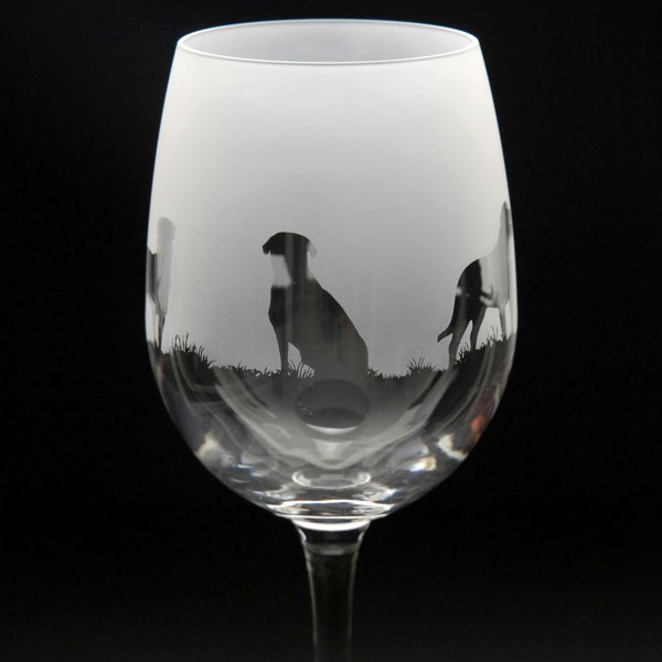 Glyptic Glass ArtRottweiler Dog Crystal Wine Glass - Hand Etched/Engraved Gift