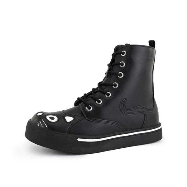 TUK Footwear TUK Women's Kitty Black Vegan Leather Combat Sneaker Boots - A6570L