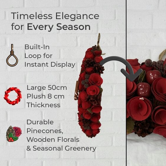Neo Luxury 50cm Extra Large Red Rose Wreath