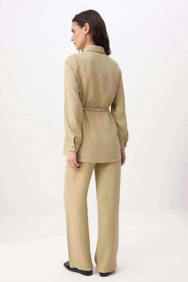 2-Piece Modal Shirt and Wide Leg Trouser Co-ord